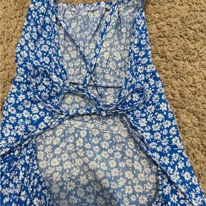 Blue Floral Open-Back Dress